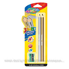Круглые карандаши Jumbo, золотой и серебряный в блистере с точилкой CL51675PTR