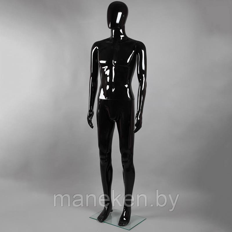 Манекен мужской ростовой без лица, черный глянец MA-4B - фото 1 - id-p124724896