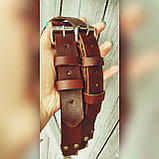 Подтяжки кожаные  "Тёмно-коричневые 3см на карабинах"  арт.PY30br6, фото 4