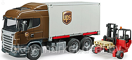 Игрушка Bruder Фургон UPS Scania с погрузчиком 03581