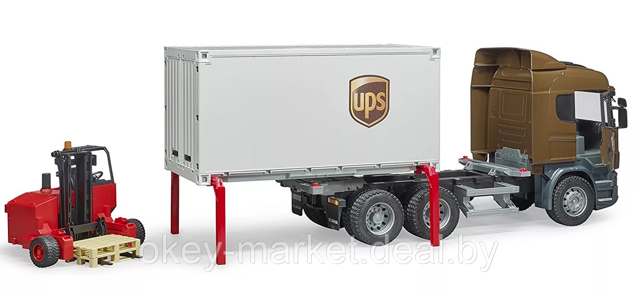 Игрушка Bruder Фургон UPS Scania с погрузчиком 03581 - фото 8 - id-p124844699