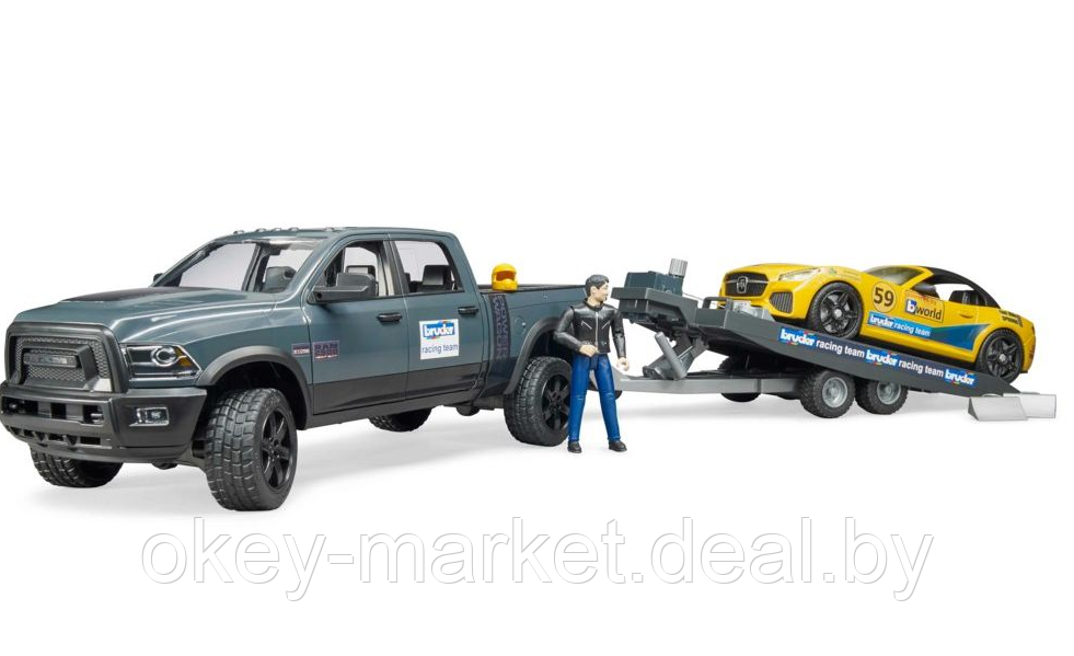 Игрушка Bruder Джип Dodge RAM 2500 c прицепом и родстером 02504 - фото 1 - id-p124848740