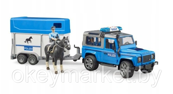 Игрушка Bruder Полицейский внедорожник Land Rover Defender с прицепом и фигурками 02588, фото 2