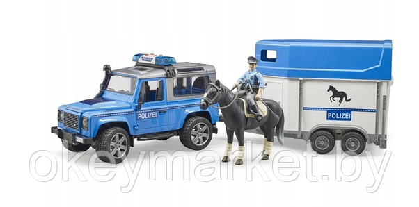 Игрушка Bruder Полицейский внедорожник Land Rover Defender с прицепом и фигурками 02588, фото 3