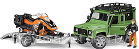 Игрушка Bruder Land Rover Defender c прицепом и снегоходом 02594