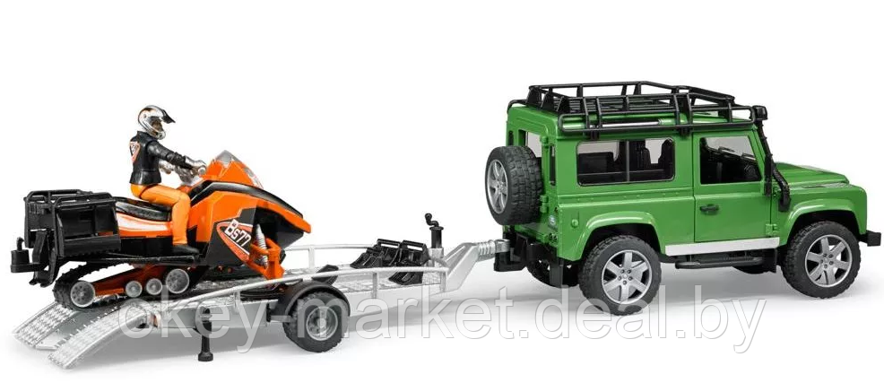 Игрушка Bruder Land Rover Defender c прицепом и снегоходом 02594 - фото 4 - id-p124852973