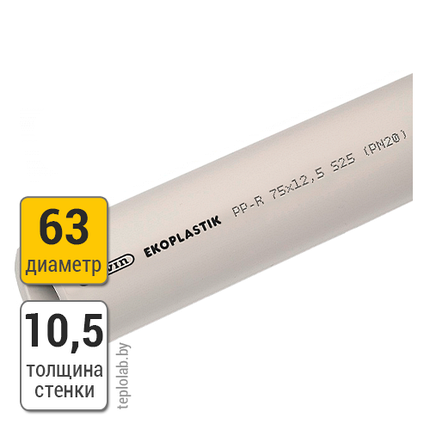 Труба полипропиленовая Wavin Ekoplastik SDR6 S2,5 PN20 63х10,5, фото 2