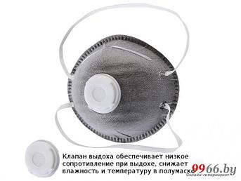 Защитная маска FIT 12292М 3-х слойная класс защиты FFP1 (до 4 ПДК) угольный фильтр с клапаном