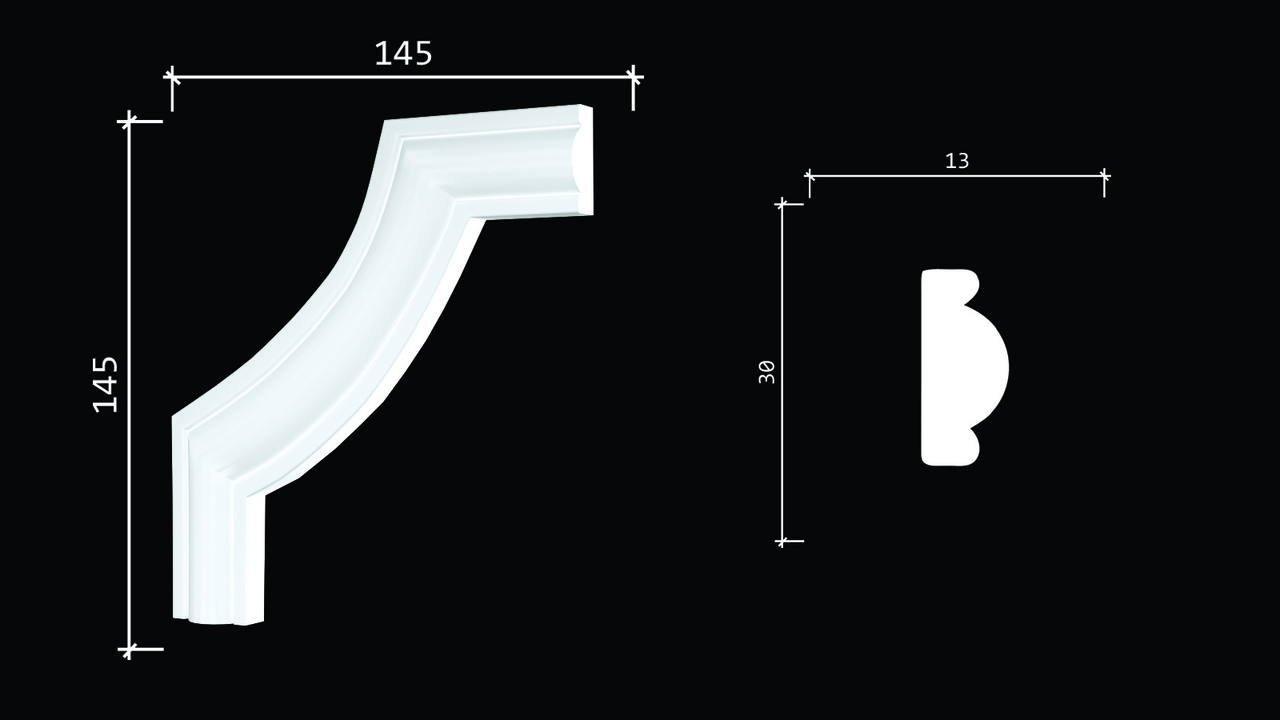 C1-157A Декоративный уголок гладкий (145х145х13мм.)