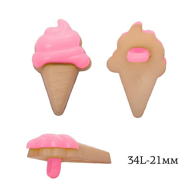 Пуговица пластик Мороженое TBY 1134 ,21 мм, цвет розовый - фото 1 - id-p124935229