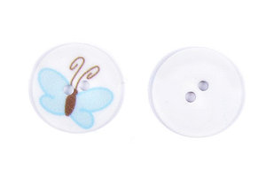 Пуговица пластик с бабочкой СВМ-123 ,15 мм, цвет белый/голубой