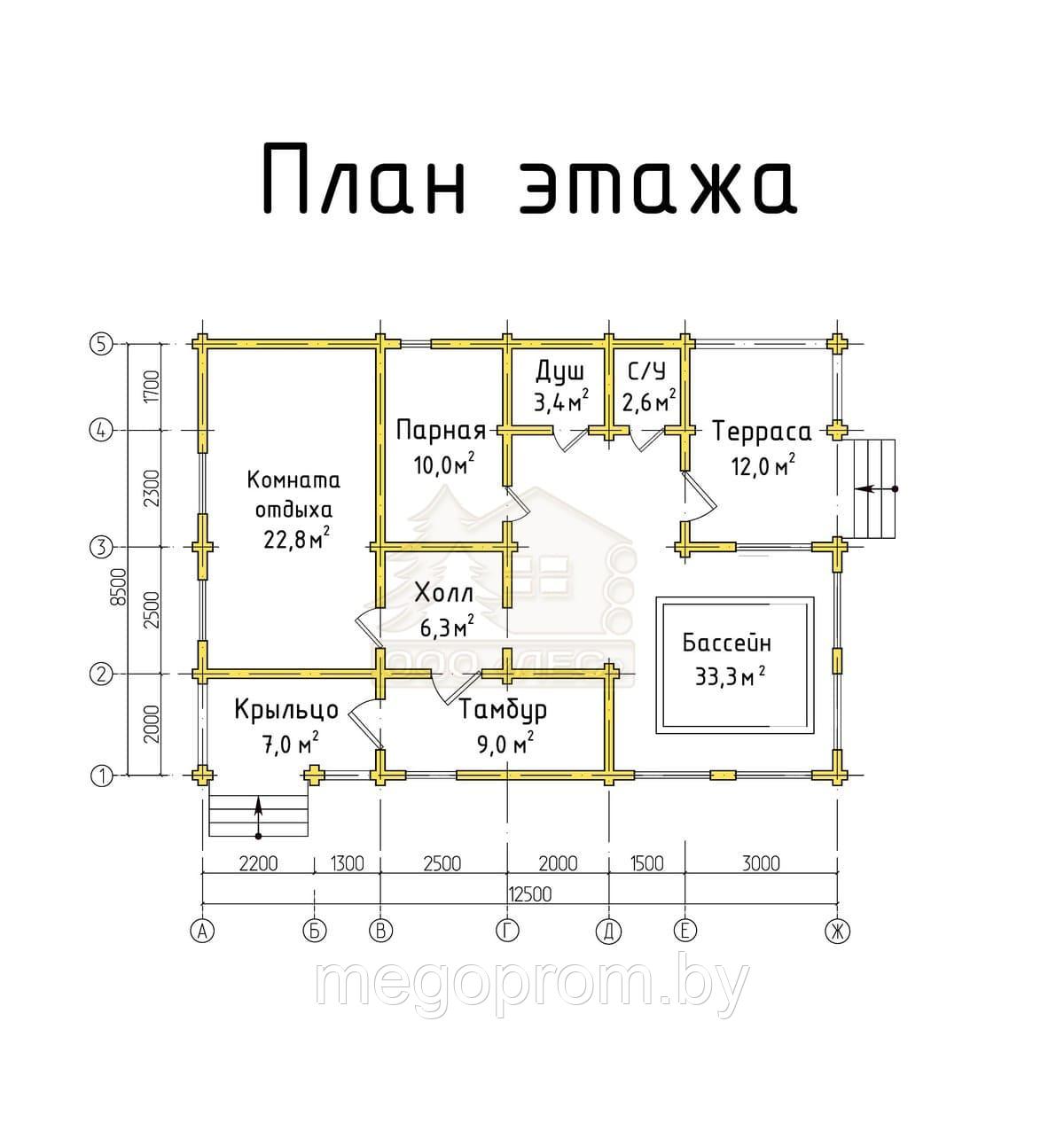 Купить сруба бани из бруса 8,5*12,5м - фото 2 - id-p124945466