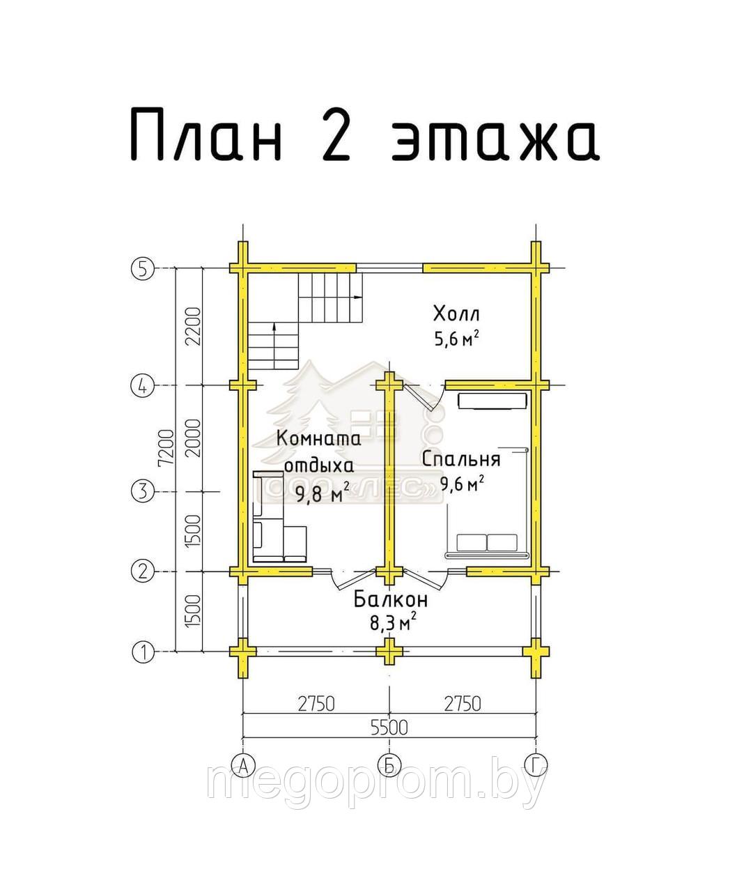 Купить сруба бани из бруса 7,2*5,5м (2 этажа) - фото 3 - id-p124945709