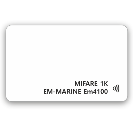 Белая RFID-карта комбинированная  Mifare 1K + Em-Marine EM4100