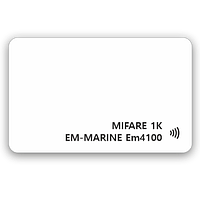 Белая RFID-карта комбинированная Mifare 1K + Em-Marine EM4100