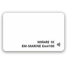 Белая RFID-карта комбинированная  Mifare 1K + Em-Marine EM4100