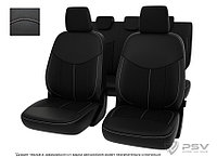 Чехлы Nissan Sentra VII 2012-2017 г. - черный/отстрочка белая экокожа "Оригинал"