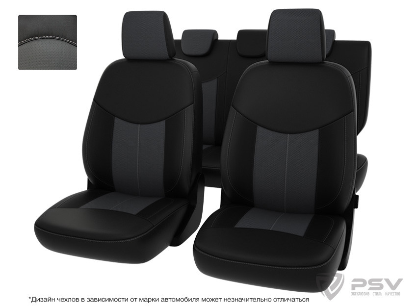 Чехлы Nissan Sentra VII 2012-2017 г. - черно-серая экокожа "Оригинал" - фото 1 - id-p124971112
