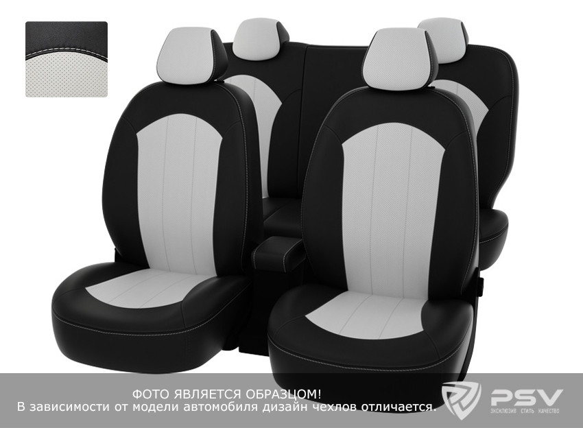 Чехлы Toyota Rav4 IV 2012-> черно-белая экокожа "Оригинал" - фото 1 - id-p124974993