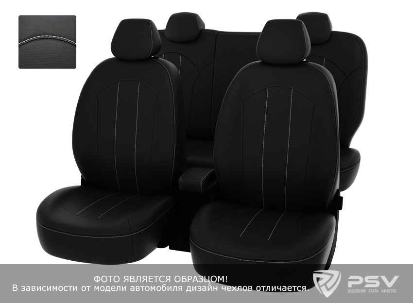Чехлы Toyota Rav4 IV 2012-> черный/отстрочка белая, экокожа "Оригинал" - фото 1 - id-p124974997
