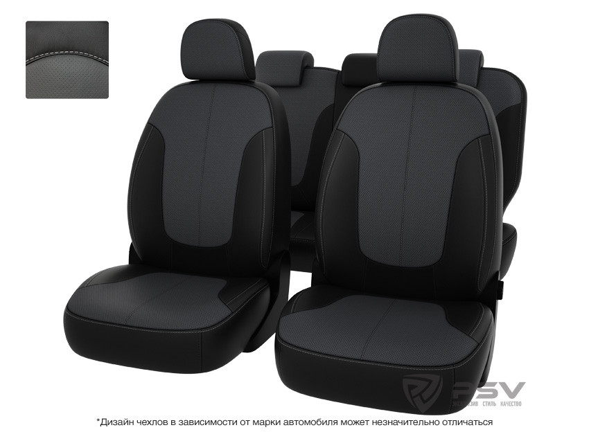 Чехлы VW Jetta VI 2010-> Comfortline черно-cерая экокожа "Оригинал" - фото 1 - id-p124975009