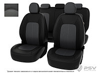 Чехлы Hyundai Santa Fe III 2012-> черно-серая экокожа "Оригинал"