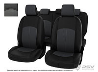 Чехлы Nissan Almera III 2012-2018 г. - дел. черно-серая экокожа "Оригинал"