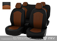 Чехлы Toyota Camry XV50 2011-2018 г. - черно-св.коричневая экокожа "Оригинал"