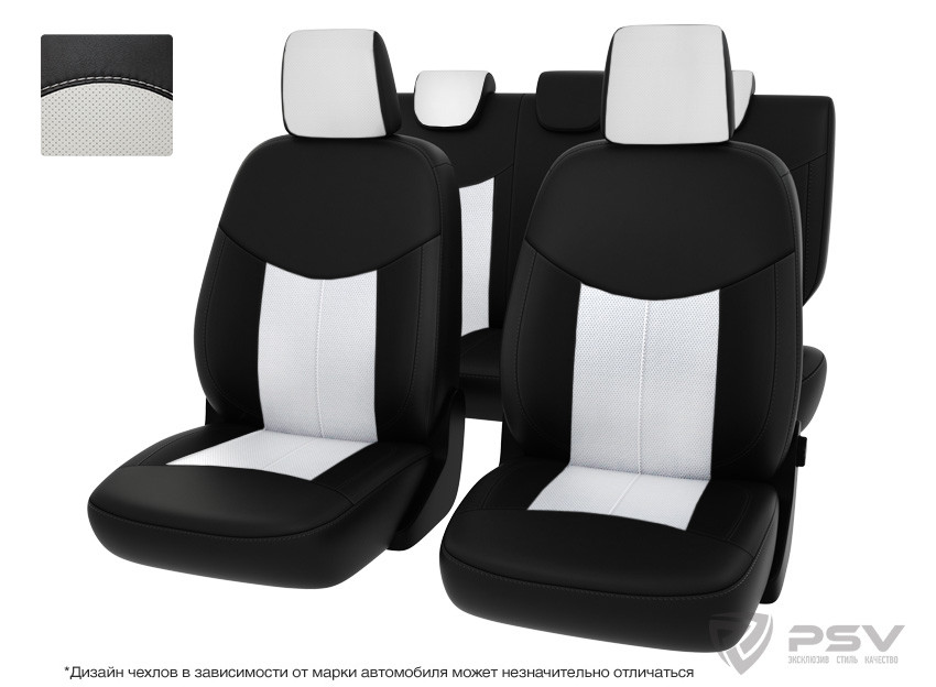 Чехлы Nissan Sentra VII 2012-2017 г. - черно-белая экокожа "Оригинал" - фото 1 - id-p124974350