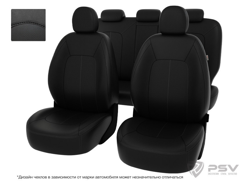 Чехлы Hyundai Santa Fe III 2012-> черный/отстрочка черная, экокожа "Оригинал" - фото 1 - id-p124974610