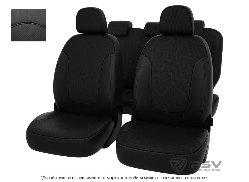 Чехлы VW Jetta VI 2010-> Comfortline черный/отстрочка черная, экокожа "Оригинал" - фото 1 - id-p124974763