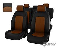 Чехлы Hyundai Tucson III 2015-> черно-св.коричневая экокожа "Оригинал"