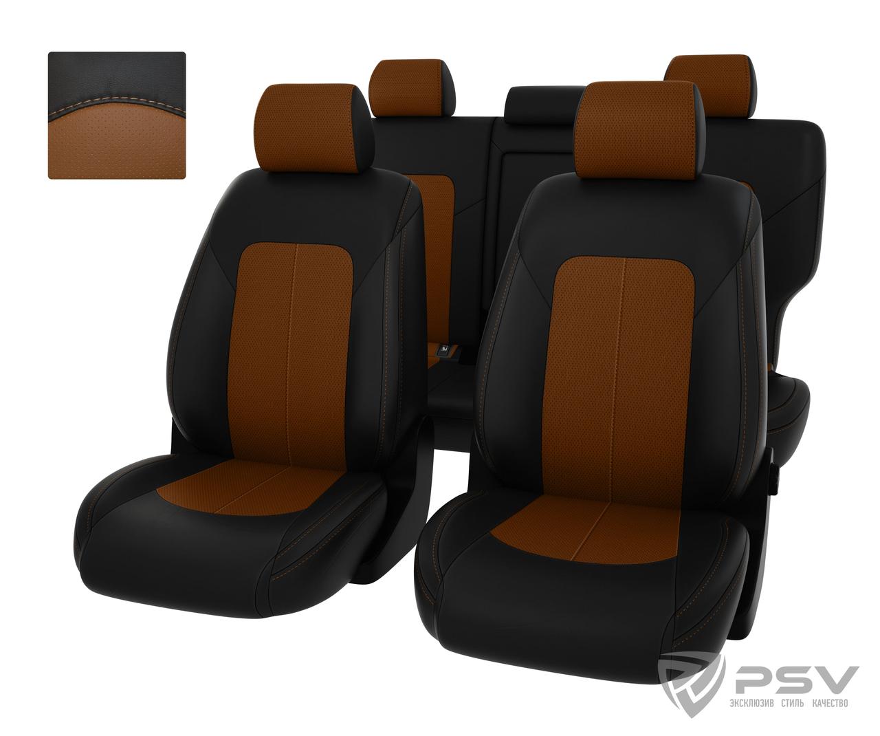 Чехлы Hyundai Tucson III 2015-> черно-св.коричневая экокожа "Оригинал" - фото 1 - id-p124974625