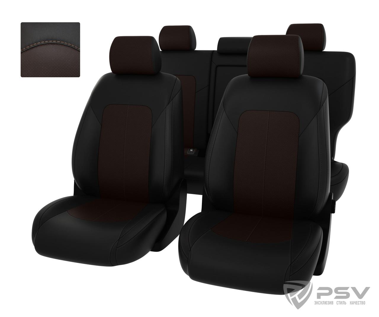 Чехлы Hyundai Tucson III 2015-> черно-коричневая экокожа "Оригинал"
