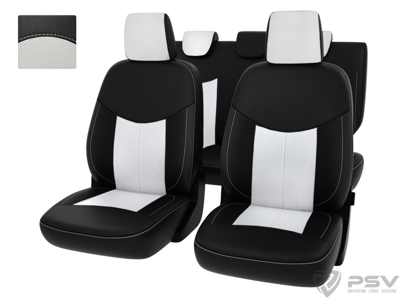 Чехлы Ford EcoSport 2014-> черно-белая экокожа "Оригинал" - фото 1 - id-p124974514