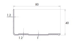 Алюминиевый профиль НЧП-1826 анодированный 80x40x1,2