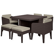 Комплект мебели Columbia dining set (7 предметов), коричневый