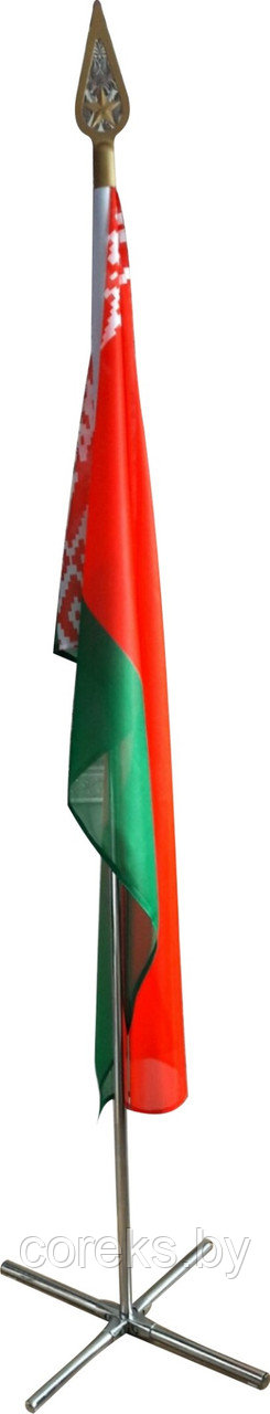 Государственный флаг РБ на хромированной стойке (серебро) - фото 1 - id-p125049082