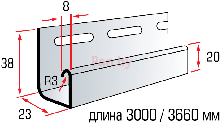 J-профиль для сайдинга Альта-Профиль Kanada плюс люкс D4,5, К-15, Ясень 3м - фото 2 - id-p104091170