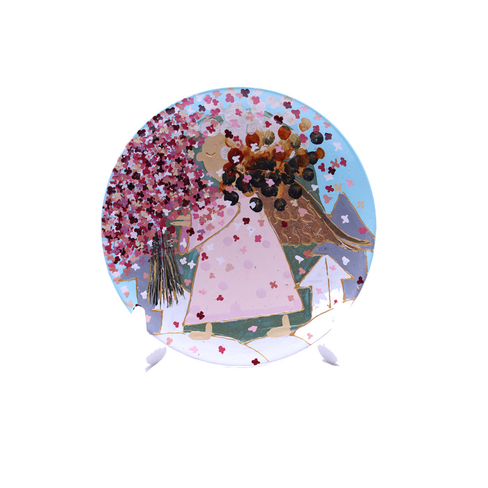 Тарелка сувенирная (розовая, с ангелом) - фото 1 - id-p125127272