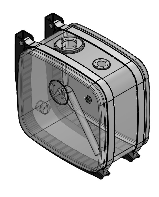 Бак гидравлический алюминиевый с боковым фланцем для крепления распределителя (200 литров) - фото 1 - id-p125195917