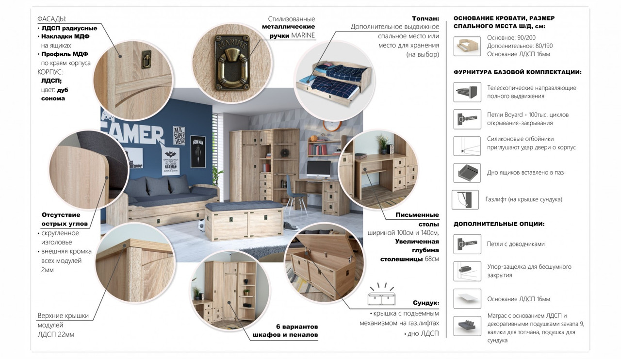 Стол 3 ящика, 1 дверь Валенсия (Дуб сонома) фабрика Империал - фото 5 - id-p125243860