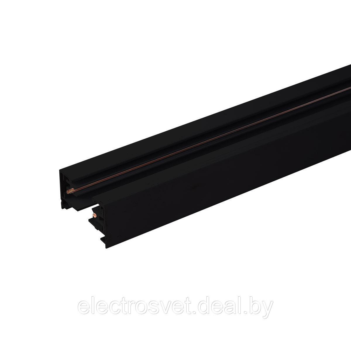 Однофазный шинопровод 2 метра черный (с вводом питания и заглушкой) - фото 1 - id-p125487806