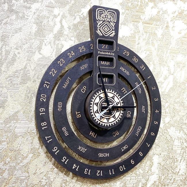 Вечный календарь настенный с часами «Кольца» цвет венге - фото 3 - id-p125530738