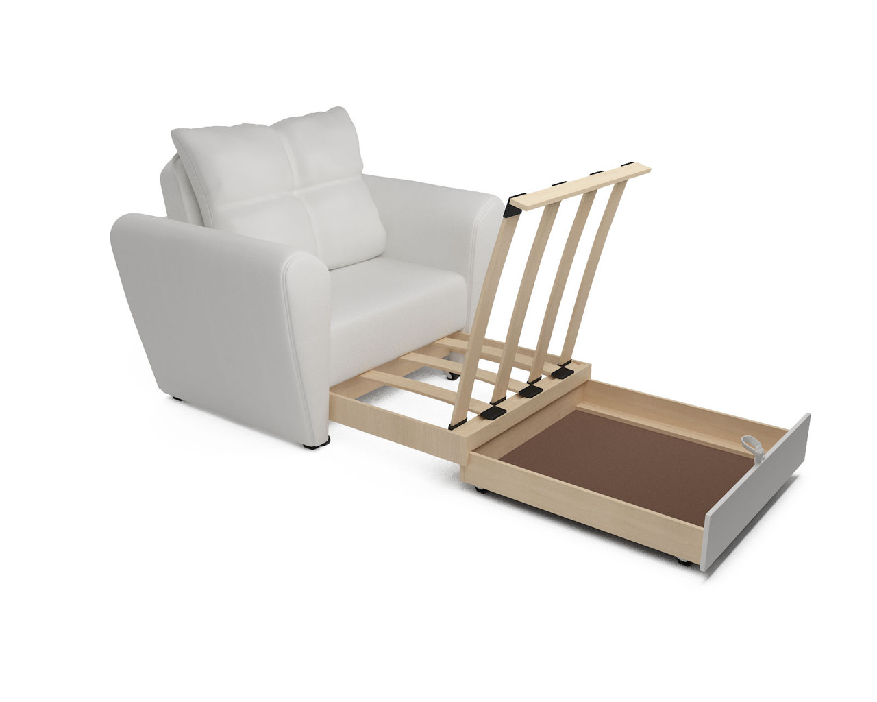 Кресло-кровать Квартет - экокожа белая - фото 5 - id-p125531102