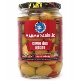 Оливки зеленые Marmarabirlik с перцем 4XL, 400 гр.(Турция)