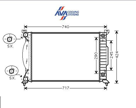 AI2201 AVA COOLING Радиатор AUDI: A4 (8E2, B6) 1.6/1.8 T/1.8 T quattro/1.9 TDI/1.9 TDi TDi - 04 , A4 - фото 1 - id-p125552792