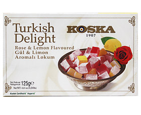 Рахат лукум KOSKA с ароматом розы и лимона, 125 гр. (Турция)