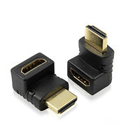 Переходник HDMI гнездо - HDMI штекер 90 градусов GOLD PVC (22-002)