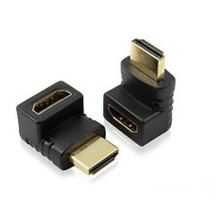 Переходник HDMI гнездо - HDMI штекер 90 градусов GOLD    PVC (22-002)